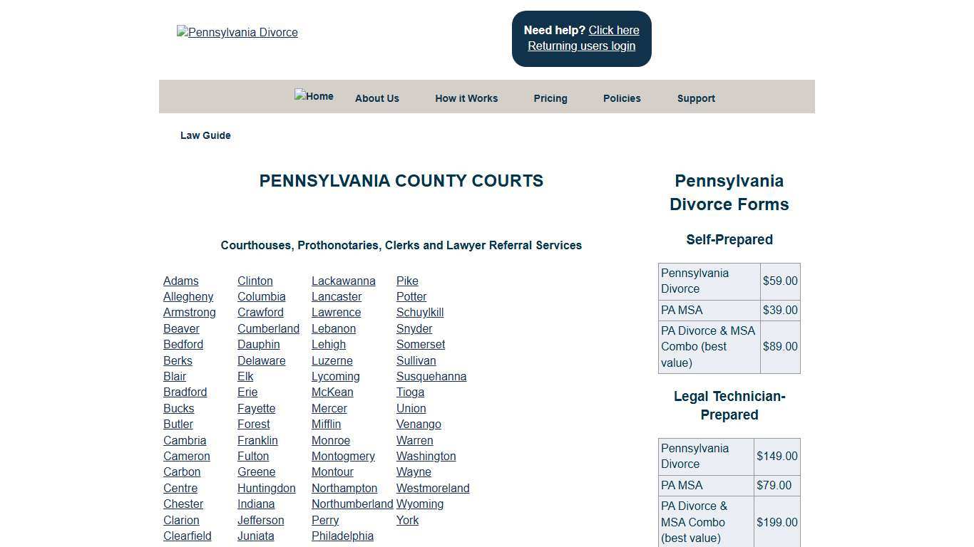 PENNSYLVANIA COUNTY COURTS